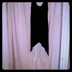 High/low black and white spaghetti strap dress